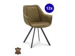 Veiling - Armstoel Jean (set van 12) Microleder - Mos - Groe, Huis en Inrichting, Stoelen, Nieuw