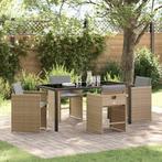vidaXL Tuin Eetset 5 pcs Beige poly rattan, Verzenden, Nieuw, Rotan