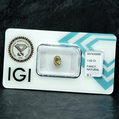 1 pcs Diamant (Natuurlijk gekleurd) - 1.02 ct - Ovaal -, Sieraden, Tassen en Uiterlijk, Edelstenen