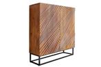 Highboard LINE ART 120cm 3D mango hout bruin zwart - 45304, Huis en Inrichting, Kasten | Overige, Ophalen of Verzenden, Nieuw