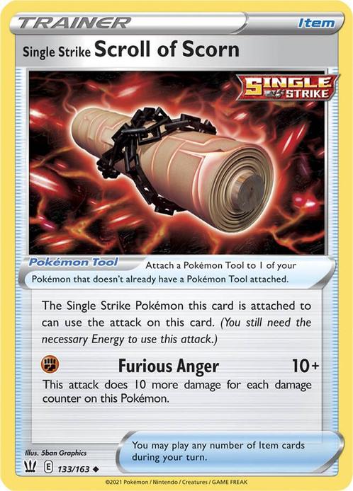 Single Strike Scroll of Scorn 133/163 Battle Styles, Hobby en Vrije tijd, Verzamelkaartspellen | Pokémon, Losse kaart, Nieuw, Foil