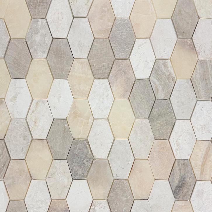Mozaïek hexagonal sumba beige 25x37  tegeloutlet tegels, Doe-het-zelf en Verbouw, Tegels, Nieuw, 10 m² of meer, Ophalen