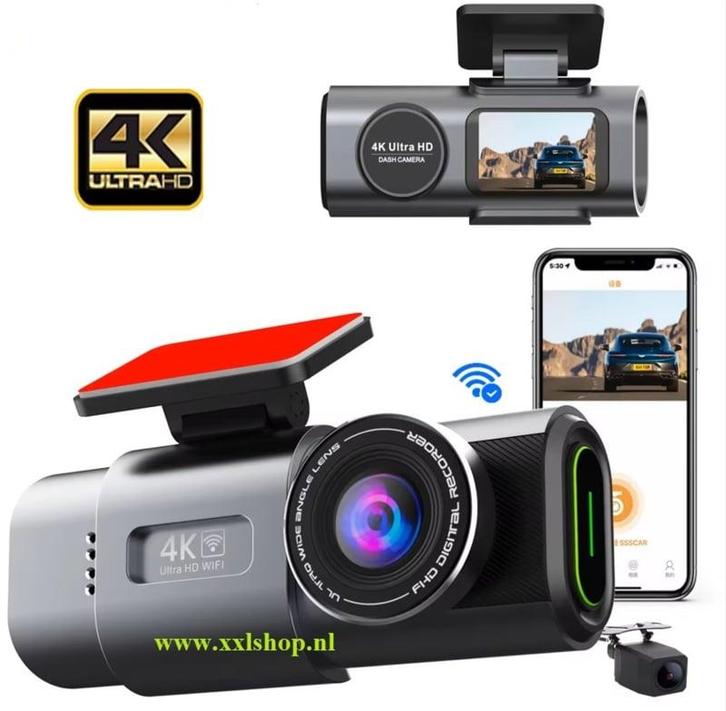 4K dashcam dashboardcamera WIFI nachtzicht + camera, Auto diversen, Anti-diefstal, Nieuw, Verzenden