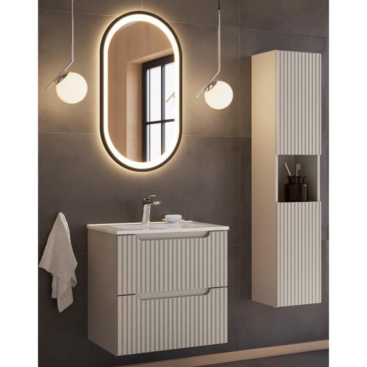 Badkamermeubel Solerno Compact Taupe 80CM (Badkamermeubels), Huis en Inrichting, Badkamer | Badkamermeubels, Nieuw, Ophalen of Verzenden