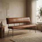 Leren eetkamerbank Solid - Granada Savannah (cognac) -, Huis en Inrichting, Stoelen, Ophalen of Verzenden, Nieuw, Leer