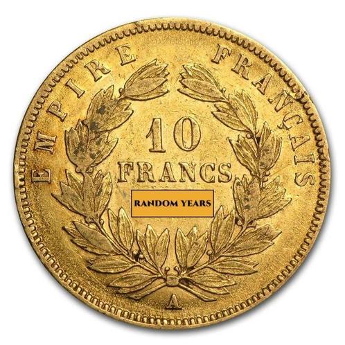 Frankrijk. 10 Francs Napoleon III Gold Coin (Random Years), Postzegels en Munten, Edelmetalen en Baren