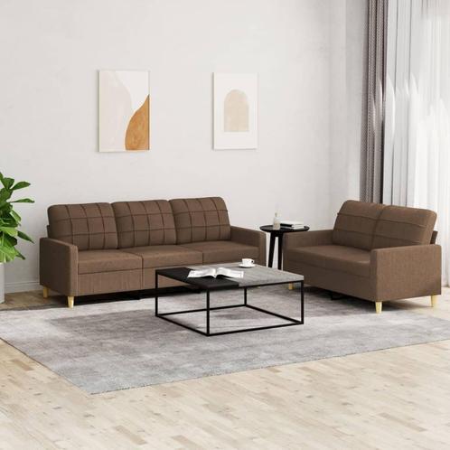 vidaXL 2-delige Loungeset met kussens stof bruin, Huis en Inrichting, Banken | Bankstellen, Nieuw, 150 tot 200 cm, Stof, Vierpersoons of meer