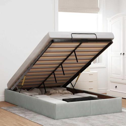 vidaXL Bedframe zonder matras 120x190 cm fluweel lichtgrijs, Huis en Inrichting, Slaapkamer | Bedden, 120 cm, 190 cm of minder