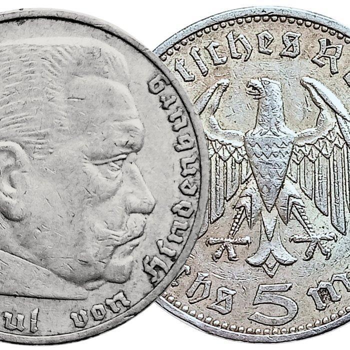 Duitsland, Derde Rijk 5 Mark 3x 1935/1936 (Zonder, Postzegels en Munten, Munten | Europa | Niet-Euromunten