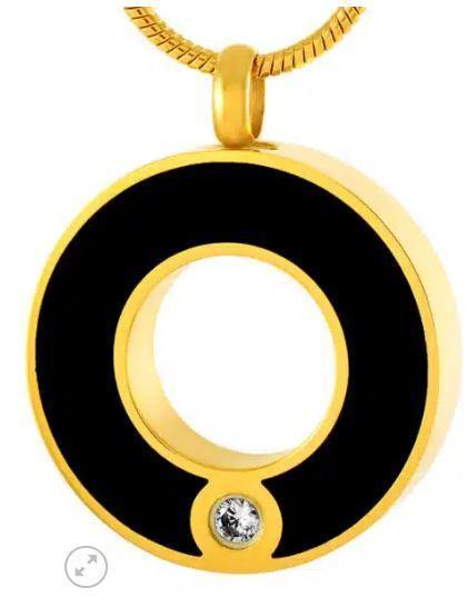 Assieraad, ashanger rond goud/zwart strass, Sieraden, Tassen en Uiterlijk, Kettinghangers, Met strass, Zwart, Overige voorstellingen