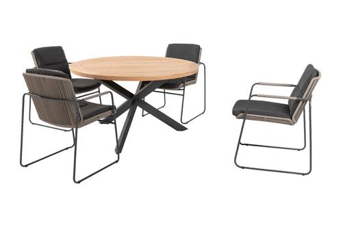 Taste Parma/Prado ronde tuinset - 5-delig - stapelbaar, Tuin en Terras, Tuinsets en Loungesets, Tuinset, Nieuw, Hout, Verzenden