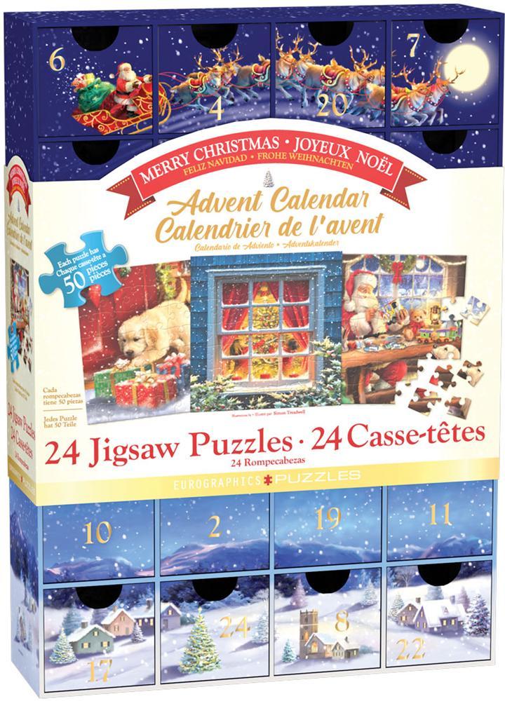 Puzzle Adventskalender - Merry Christmas Puzzel (24x50, Hobby en Vrije tijd, Denksport en Puzzels, Nieuw, Verzenden