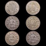 Zwitserland. 1 Franc 1901 -1967 / 6 monedas (Zonder, Postzegels en Munten