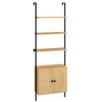 LIVSK Ladder Boekenplank met Rieten Deuren - 3 Open Planken, Verzenden, Nieuw