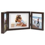 vidaXL Fotolijst drieluik 22x15 cm+2x(10x15 cm) donkerbruin, Audio, Tv en Foto, Fotografie | Fotolijsten, Verzenden, Nieuw