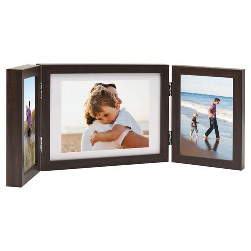 vidaXL Fotolijst drieluik 22x15 cm+2x(10x15 cm) donkerbruin, Audio, Tv en Foto, Fotografie | Fotolijsten, Nieuw, Verzenden