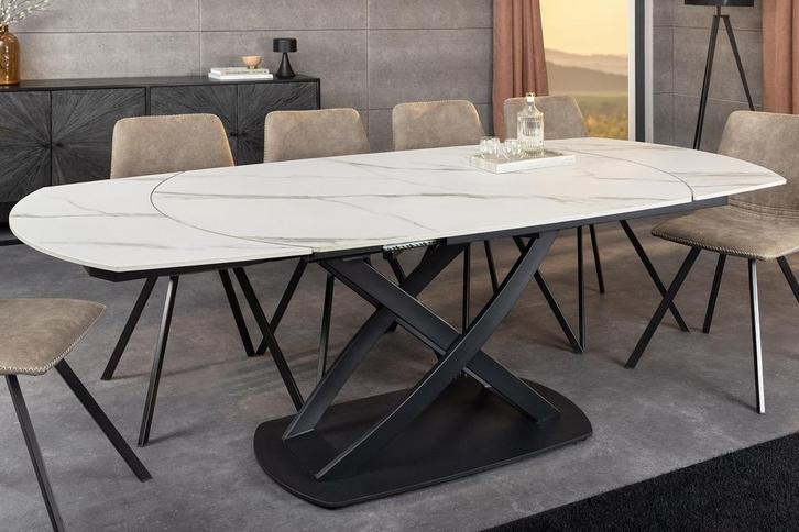 Uitschuifbare eettafel INCEPTION 130-190 cm wit marmer, Huis en Inrichting, Tafels | Eettafels, Ophalen of Verzenden