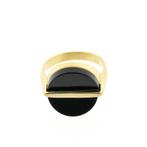 Gouden ring met onyx (zegelring, unisex ring, pinkring), Goud, Met edelsteen, Gebruikt, Ophalen of Verzenden