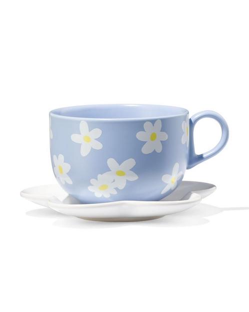HEMA Kop en schotel 180ml bloem lila, Huis en Inrichting, Keuken | Servies, Nieuw, Verzenden