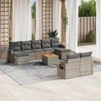 vidaXL 10-delige Loungeset met kussens poly rattan grijs, Verzenden, Nieuw, Rotan, Loungeset