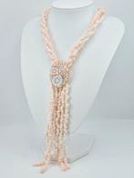 Koraal - Zilver - Halsketting - Roze koraal en camee