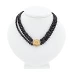 Antieke granaat kralen collier met gouden sier slot., Gebruikt, Overige kleuren, Ophalen of Verzenden, Met edelsteen