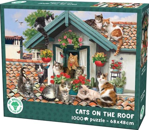 Cats on the Roof Puzzel (1000 stukjes) | Mr. Broccoli -, Hobby en Vrije tijd, Denksport en Puzzels, Nieuw, Verzenden
