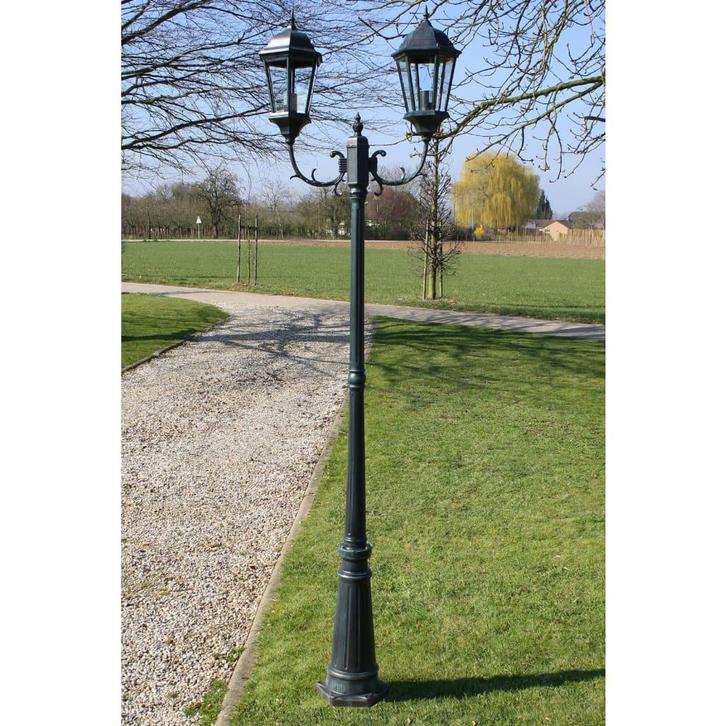vidaXL Tuinlantaarn met 2 armen 230 cm aluminium, Tuin en Terras, Buitenverlichting, Staande lamp, Nieuw, Aluminium, Verzenden