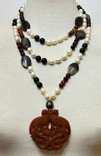 Perlas Natural, AAA; Agata met amulet Fénix en Draak, van