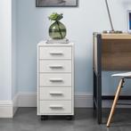 Kantoorkast ladekast op wielen 63x33x38 cm wit, Verzenden, Nieuw in verpakking