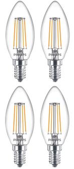 4 stuks Philips LED kaarslamp E14 4.3W 470lm 2700K helder..., Nieuw, Ophalen of Verzenden