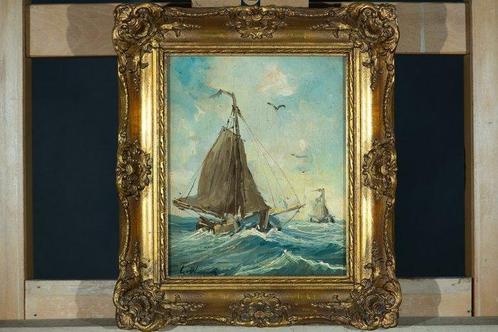 Hollandse School (XIX–XX) - Zeegezicht met Zeilschepen, Antiek en Kunst, Kunst | Schilderijen | Klassiek
