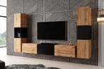 Wandmeubel mat zwart eiken Set van 3 TV-Meubel, Huis en Inrichting, Kasten | Wandmeubels, Nieuw, 150 tot 200 cm, 25 tot 50 cm