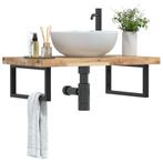 vidaXL Badkamer wandschap staal en massief acaciahout, Verzenden, Nieuw