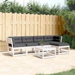 vidaXL 5-delige Loungeset met kussens massief grenenhout wit, 5 zitplaatsen, Verzenden, Nieuw, Loungeset