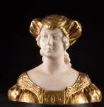 Beeld, Buste jonge dame - 54 cm - Carrara marble buste ,