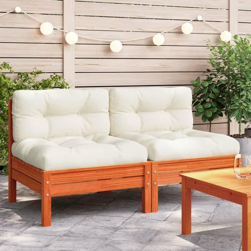vidaXL Tuinbank zonder armleuning met kussens 2 st, Tuin en Terras, Tuinsets en Loungesets, Nieuw, Verzenden