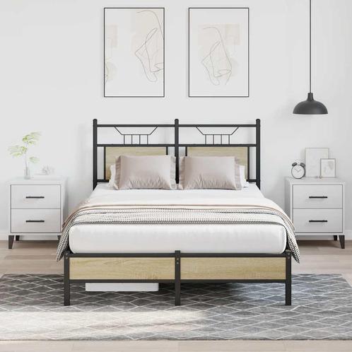vidaXL Bedframe zonder matras hout sonoma eikenkleurig, Huis en Inrichting, Slaapkamer | Bedden, 120 cm, 200 cm, Bruin, Twijfelaar