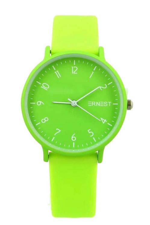 Neon groen horloge, Sieraden, Tassen en Uiterlijk, Horloges | Dames, Kunststof, Nieuw, Kunststof, Overige merken, Polshorloge
