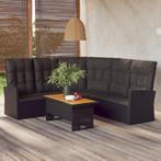 vidaXL 2-delige Loungeset met kussens poly rattan zwart, 2 zitplaatsen, Nieuw, Loungeset, Verzenden