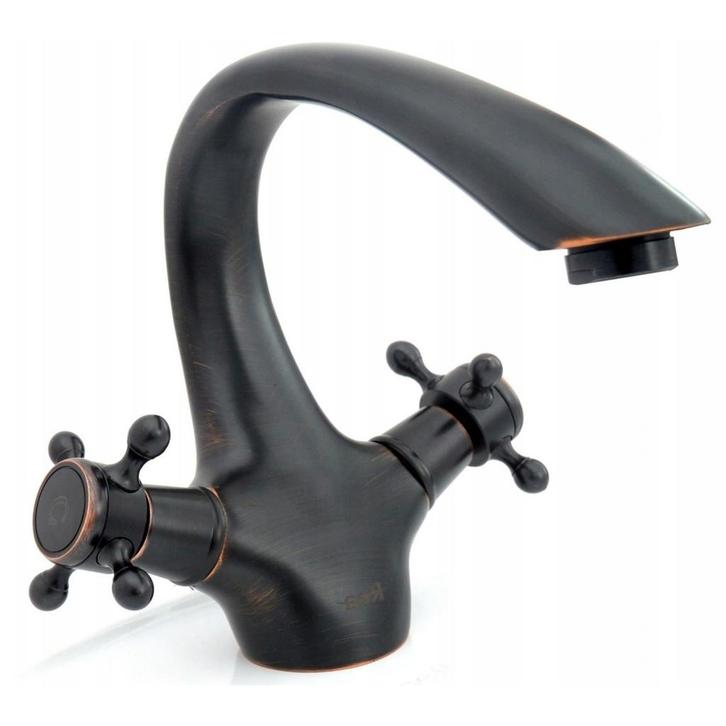 REA Retro wastafelkraan - laag model - vintage zwart - me..., Doe-het-zelf en Verbouw, Sanitair, Nieuw, Ophalen of Verzenden