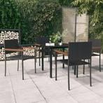 vidaXL 5-delige Tuinset zwart, 4 zitplaatsen, Nieuw, Tuinset, Verzenden