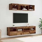 vidaXL TV Wand Eenheden met LED 5 stuks Oud Hout 80 x 30 x, Minder dan 50 cm, Verzenden, Nieuw, Minder dan 100 cm