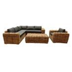 Sabuga hoek loungeset 5-delig naturel rotan, Ophalen of Verzenden, Nieuw
