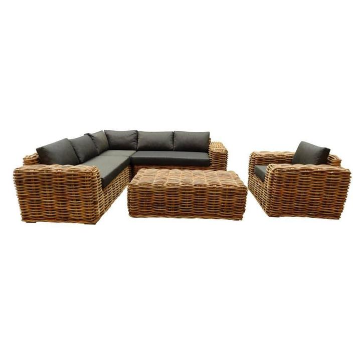 Sabuga hoek loungeset 5-delig naturel rotan, Tuin en Terras, Tuinsets en Loungesets, Nieuw, Ophalen of Verzenden