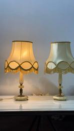 Bureaulamp (2) - Onyx, Messing, stof - Set nachtlampen