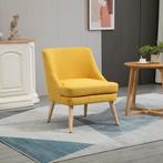 Armstoel - Linnen &amp; Houten Frame - Geel, Huis en Inrichting, Stoelen, Overige kleuren, Nieuw, Ophalen of Verzenden, Modern