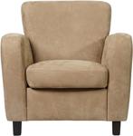 Leren fauteuil - Kenia Leer Taupe - Hout zwart, Huis en Inrichting, Fauteuils, Nieuw, Ophalen of Verzenden, Landelijk, 75 tot 100 cm