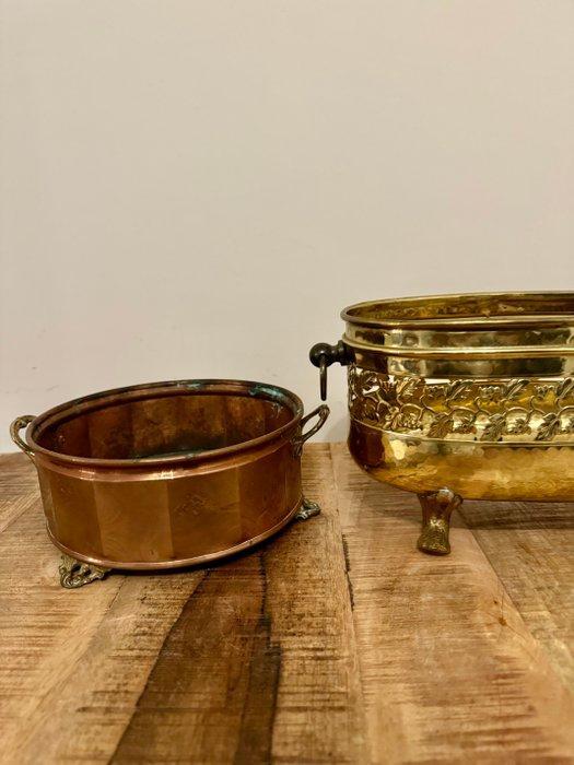 Jardinière (2) - Koper, Messing - Oud 2 tuinmannen, Antiek en Kunst, Curiosa en Brocante