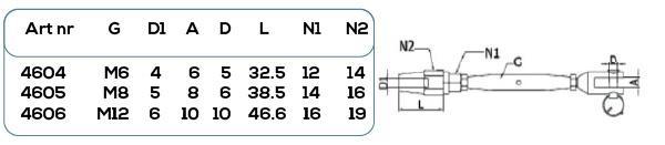 Swageless draadspanner 4mm M6, Doe-het-zelf en Verbouw, IJzerwaren en Bevestigingsmiddelen, Verzenden